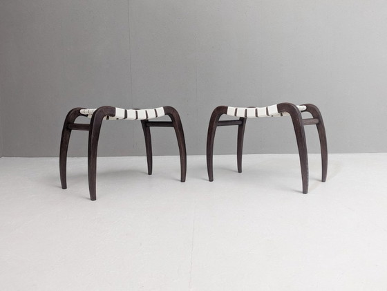 Image 1 of Paar modernistische Hocker von Ladislav Bartoníček für Krásná Jizba, 1940er Jahre