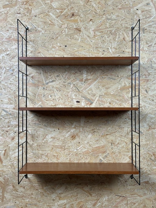 Anni '60-'70 scaffale in teak Scaffale a muro WHB Germania Scaffale a corda Design danese