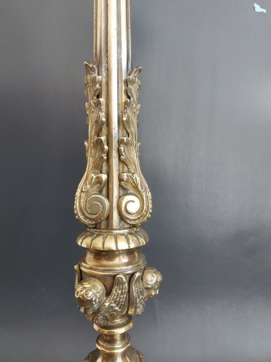 Image 1 of Candelabro da cappella in bronzo del XIX secolo