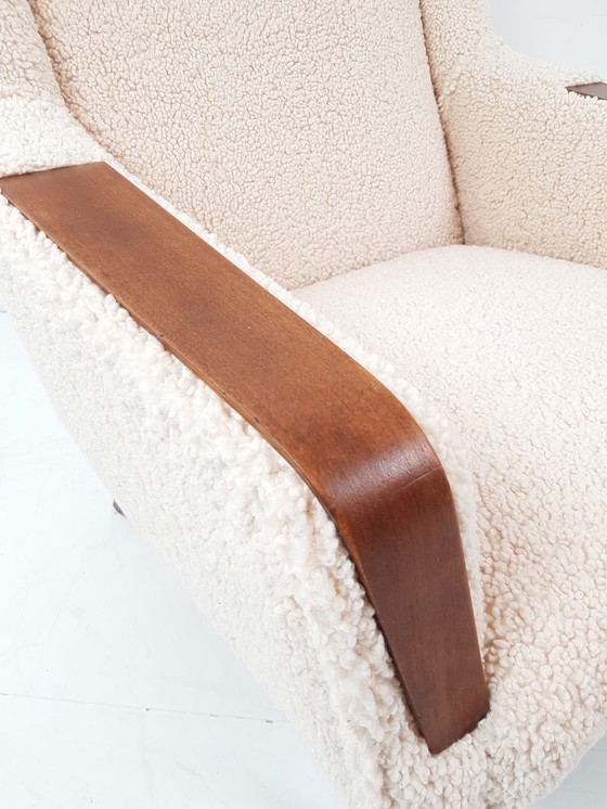 Image 1 of Vintage fauteuil nieuw gestoffeerd met teddy