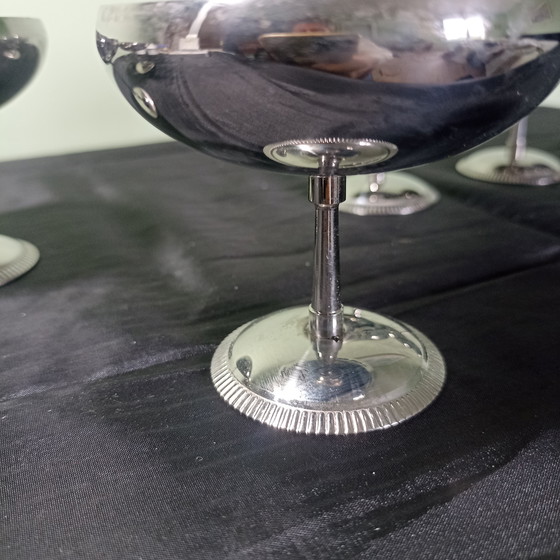 Image 1 of Set di 6 coppe da gelato vintage Letang Remy – Design francese – Acciaio inossidabile 18/10