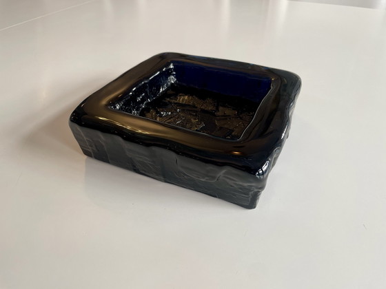 Image 1 of Eckige Schale aus mundgeblasenem Glas von Göte Augustsson für Ruda Schweden 