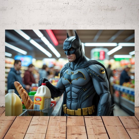 Image 1 of Foto auf Plexiglas oder Aluminium gedruckt / Limitierte Auflage / Signiert / Batman im Supermarkt