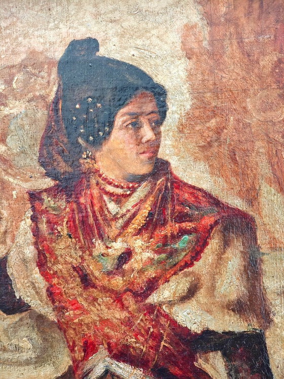 Image 1 of Antique Spanish Portrait – 19th Century – "Lady in Traditional Costume"