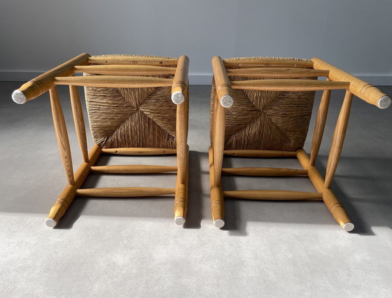 Image 1 of Ensemble de 2 tabourets en osier vintage des années 1960