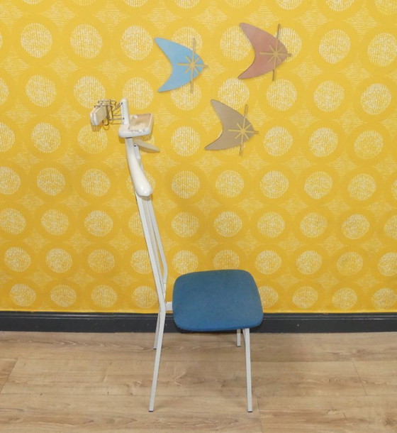 Image 1 of Valet muet années 50 années 60 Portemanteau avec siège Chaise à habiller Ventilateur à vêtements Chaise à habiller