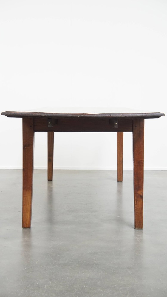 Image 1 of Table de salle à manger ancienne en chêne du début des années 1900 avec plateau rabattable d'un côté