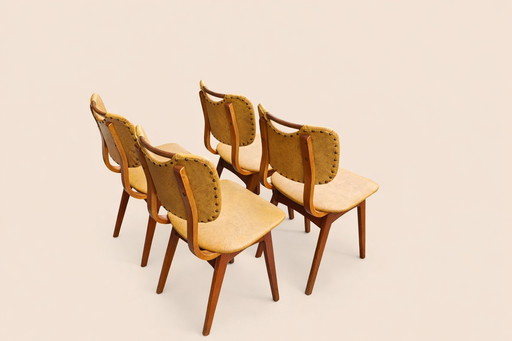 Vintage Esszimmerstühle aus Kunstleder, gelb/braun