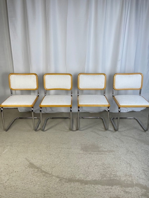 4 sedie Breuer b32 in bouclé bianco