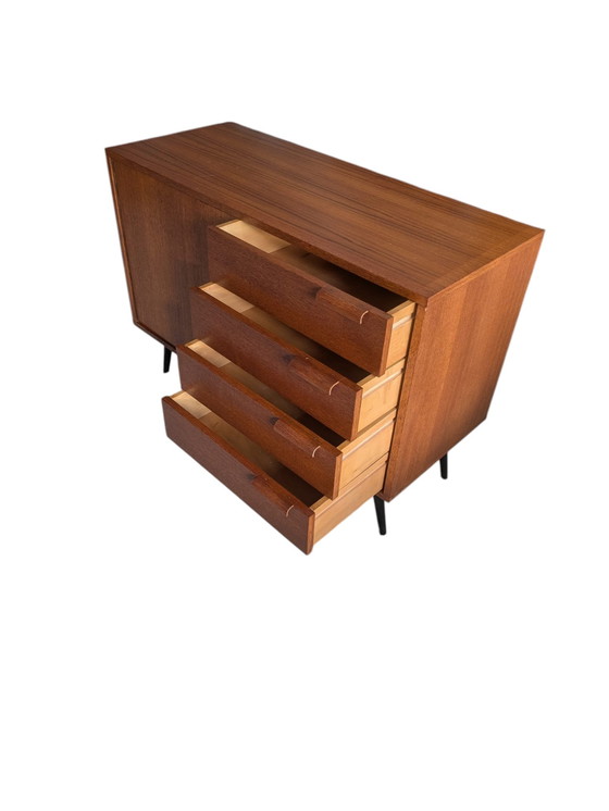 Image 1 of Vintage teakhouten jaren '60 dressoir, kastje 