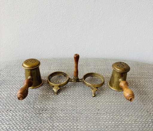 Vintage brass salt and pepper shaker