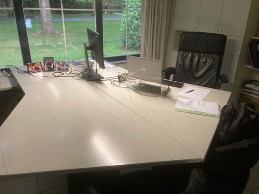 Large white wooden desk