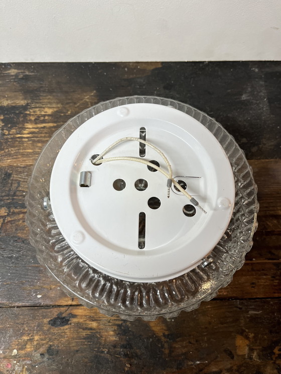 Image 1 of Plafonnier rond vintage en verre
