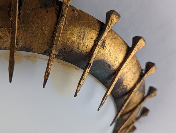 Image 1 of Lampe solaire Forged Nails, feuille d'or et verre opalin, France, années 1950