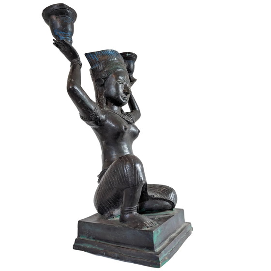 Bronzen Yakshi Tempeldanseres Kandelaar – Kandelaars en kaarsen (photo 2 of 10)