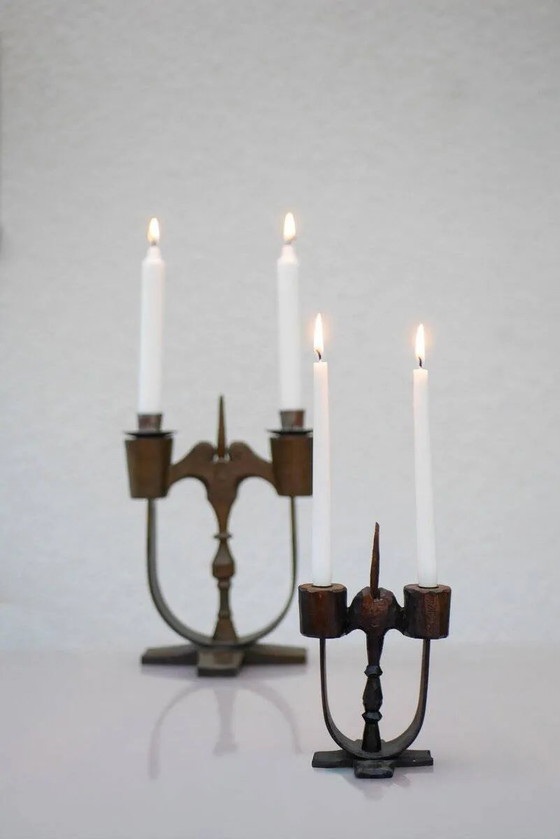 Image 1 of Bougeoirs en bois suédois de Taserud, 1955, lot de 2