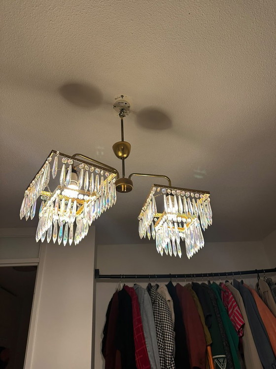 Vintage Chandelier with crystal ornaments – Porcelain (photo 3 of 5)
