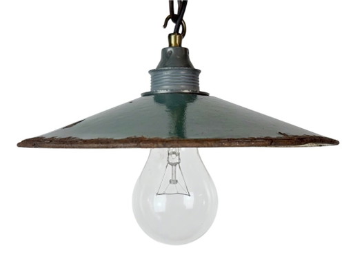 Industrial Green Enamel Light, 1950s