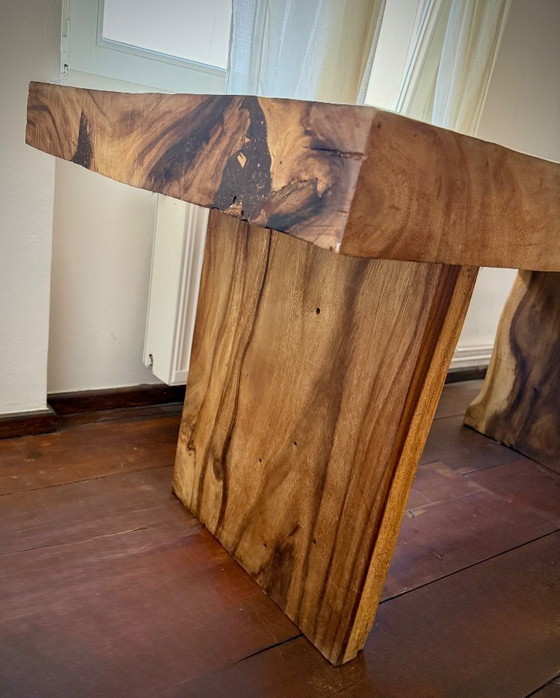 Image 1 of Tavolo/scrivania di design in legno massello di teak, 180 cm, piano 10 cm