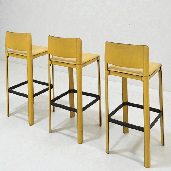 Image 1 of Sgabelli da bar in pelle di Tito Agnoli per Matteo Grassi