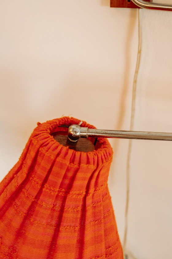 Image 1 of Vintage Mid-Century zwenk-arm wandlamp – Teakhout & chroom