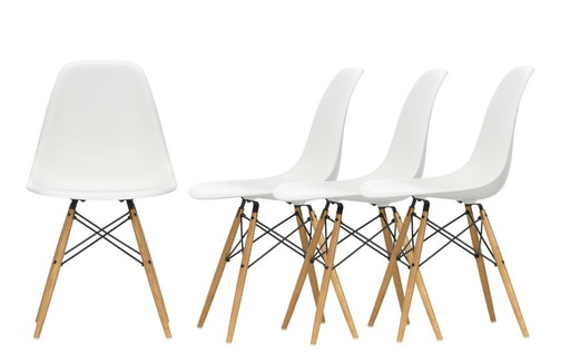 4 chaises VITRA DSW originales blanches