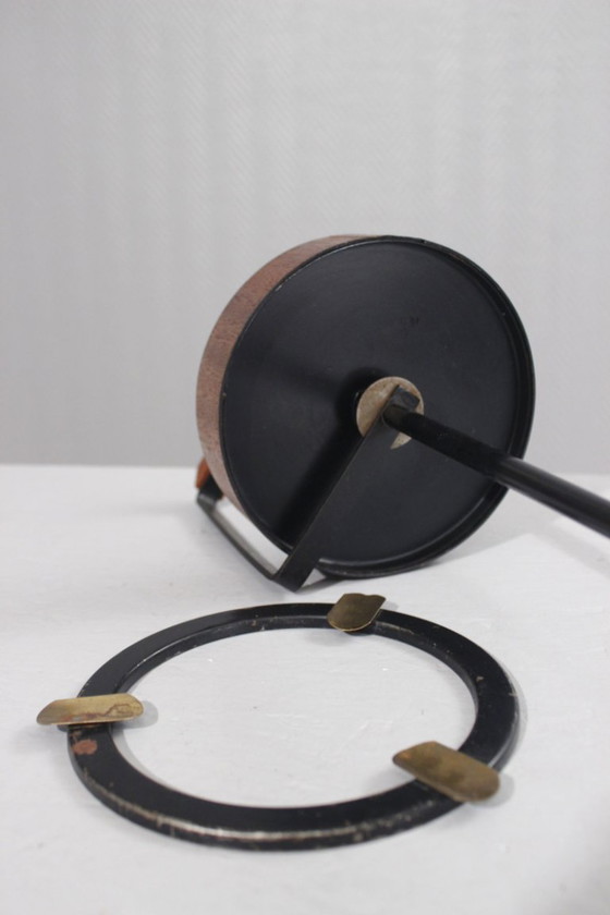 Image 1 of Cendrier Moderniste Sur Pied Métal & Teck Années 60 Design Scandinave Danois