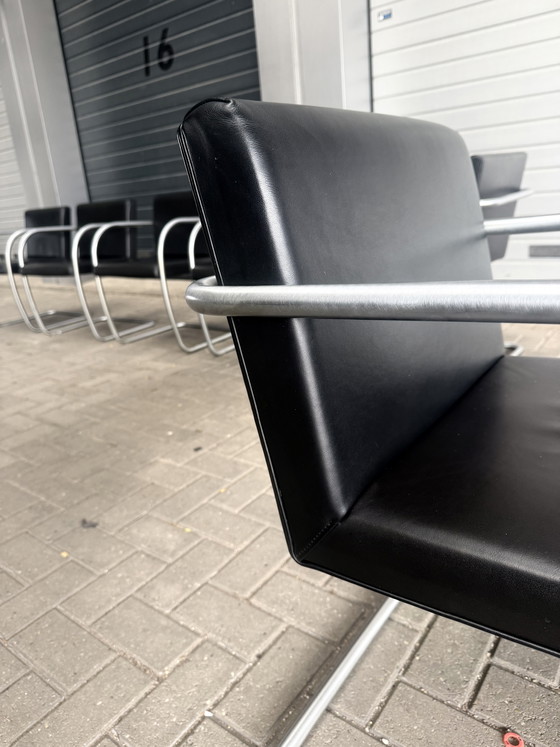 Image 1 of 6 sedie Brno di Mies van der Rohe, Fasem, in pelle nera