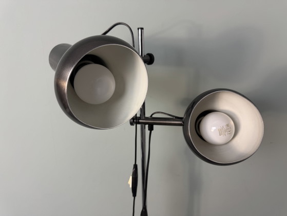 Lampadaire Vintage Design Danois - Mid-Century Avec Abat-Jour Réglables – Metal, Chrome (photo 7 of 13)