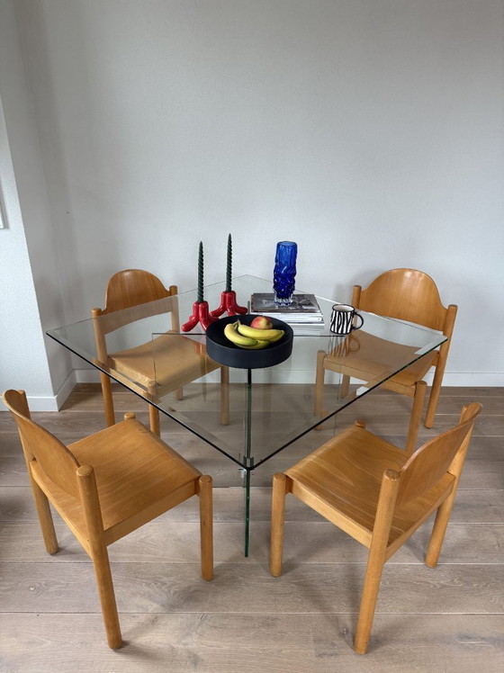 Image 1 of Set di 4 sedie da pranzo impilabili in compensato vintage