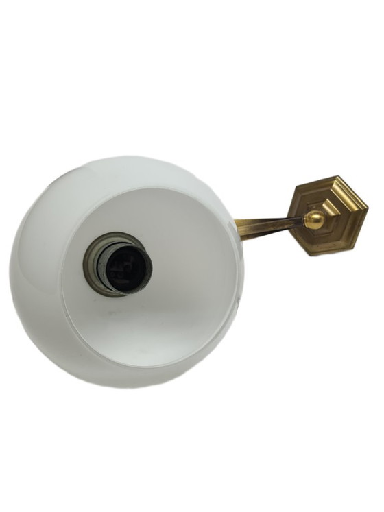 Art Deco wandlamp, Polen, jaren 1950 – Wandlampen, Glass, Brass (photo 9 of 9)