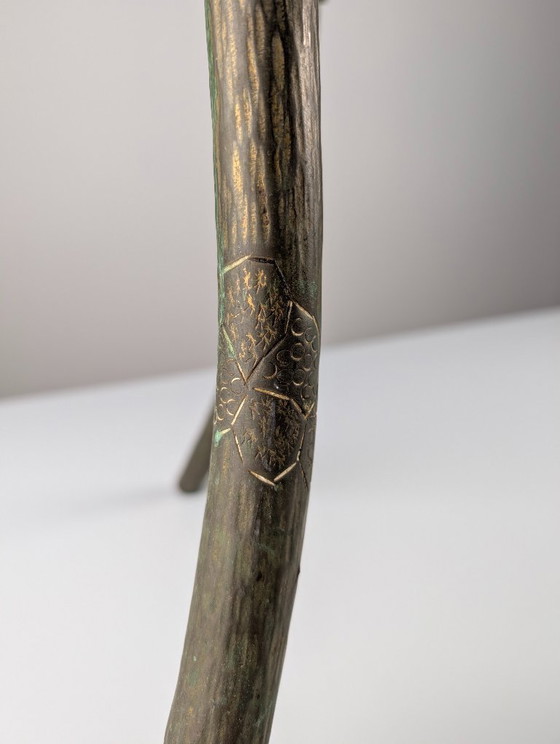 Image 1 of Mesa japonesa Art Nouveau de la década de 1920, de bronce y latón con motivo de libélula.