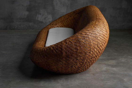 Image 1 of Sofá de mimbre tejido de mediados de siglo, Francia, década de 1970