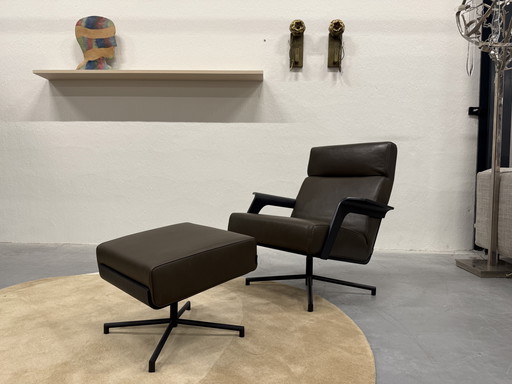 Harvink De Kaap Fauteuil pivotant avec pouf Cuir de luxe