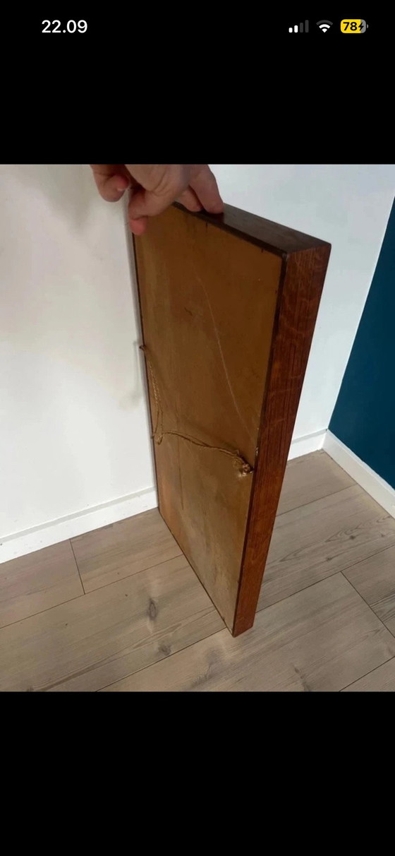 Danish Mid-Century Modern Wall Mirror in Solid Wood (Teak/Rosewood Look), 1950s/60s, Brown (photo 7 of 8)