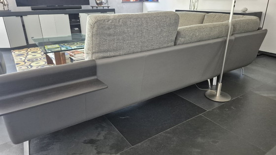 Image 1 of Leolux Paleta hoekbank combinatie leer/stof