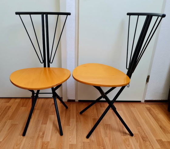 Image 1 of LaPalma Folding Chairs 2 Birch and Metal Unique