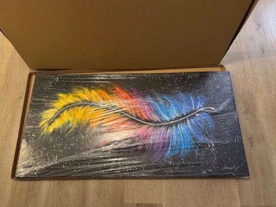 Image 1 of Feather XXL olieverf abstract