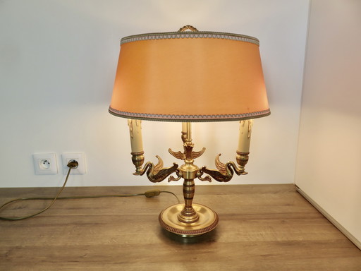 Lampe Lucien Gau Style Empire, En Bronze Massif Doré À L'Or Vif