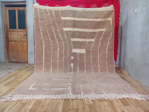 Tappeto in lana naturale tessuto a mano, lavorazione artigianale tradizionale, 2/3 m