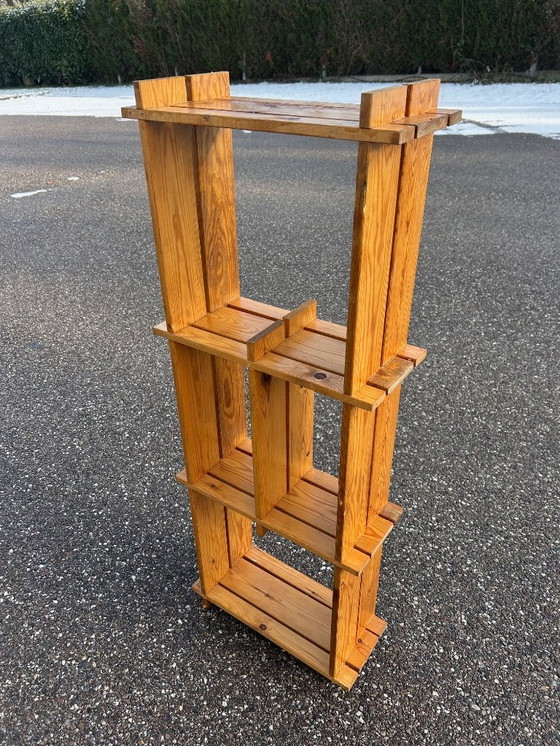 Image 1 of Mensola brutalista in pino, anni '70