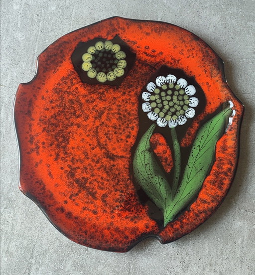 Ceramic dish from the 60s signed Vercor