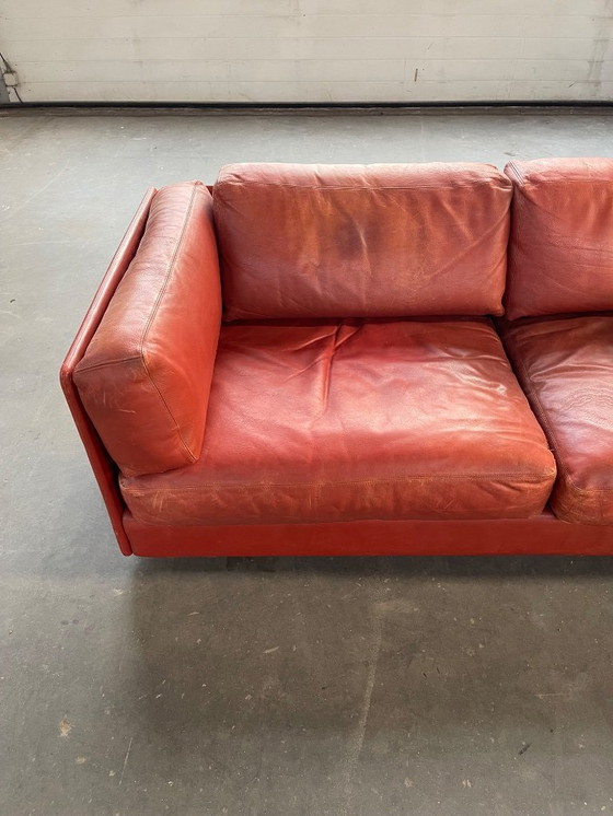 Image 1 of Banque design Vintage Deens des années 1970 en cuir cognac