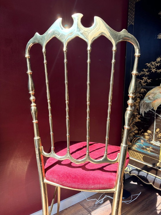 Image 1 of 2 sedie Chiavari in ottone, bianche e rosse
