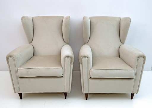Attribuito a Gio Ponti Poltrone in velluto italiane di metà secolo, anni '50, coppia
