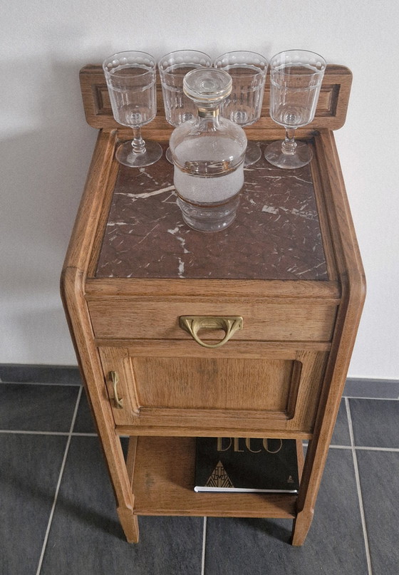Image 1 of Art Deco furniture - Solid oak and marbled - 1920
