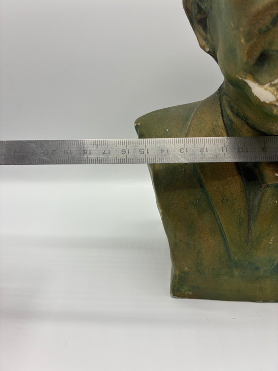 Keramikbüste, signiert David – Coimbra 1994 – Porträt eines Mannes, Bronzepatina – Bildhauerei (photo 9 of 9)
