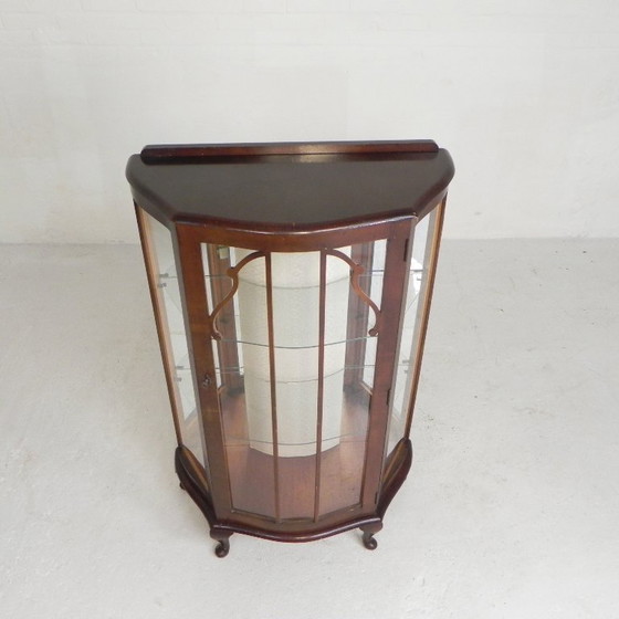Image 1 of English Art Deco display cabinet on ornate legs, 1930s