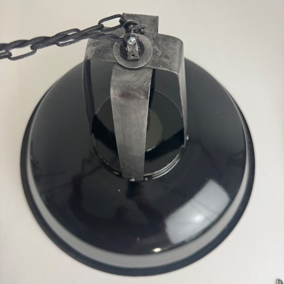 Coppia di Lampade a sospensione MAZDA smaltate antiche 44 cm Industriale, Metallo, Nero, Industrieel (foto 7 di 13)