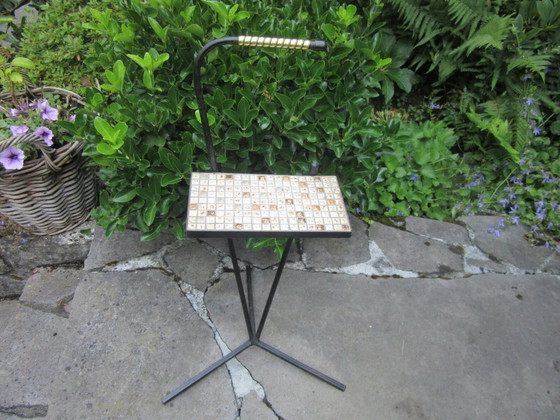 Image 1 of Table d'appoint au design moderniste, mosaïque en métal noir